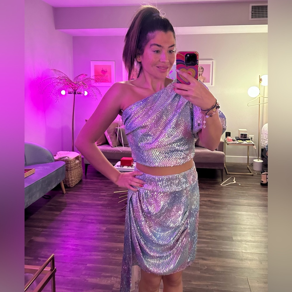 Elliatt | REVOLVE Matching Set: Sequins One Sleeved Matching Skirt Set